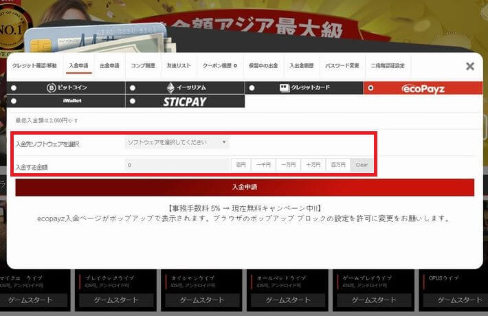 パイザカジノの登録手順の画像