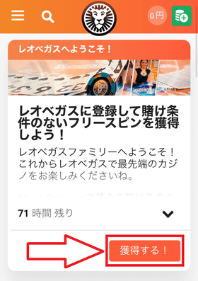 レオベガスカジノの登録方法の画像