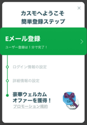 カスモの登録手順の画像