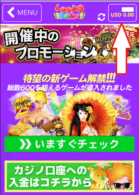 ラッキーベイビーカジノの入金方法の画像