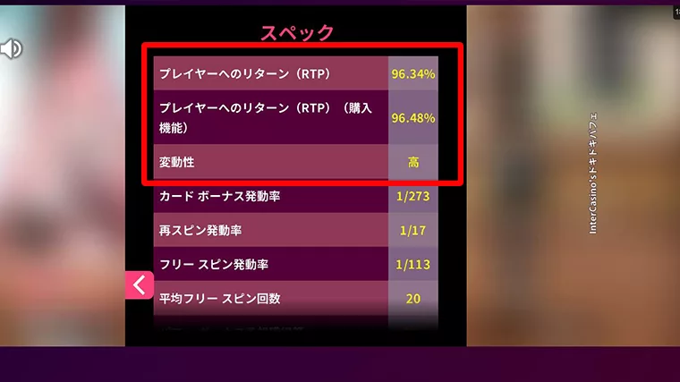 インターカジノのビデオスロット:ドキドキパフェ(RTP96.34%)