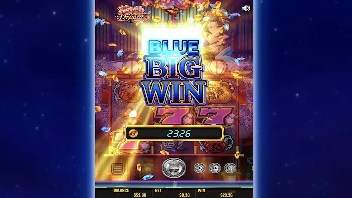 カスモの入金不要ボーナスで「花魁ドリーム」のBlueBIGWIN達成